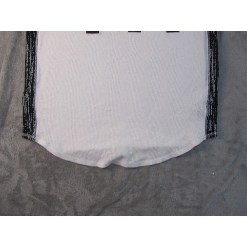 True Religion Mens White Black Raglan Thermal Graphic Logo T-Shirt Size M